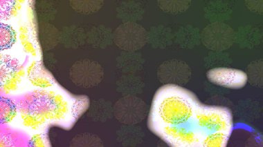 Ağaç dallı bahar çiçekleri ile desen, çiçek siluetiyle yeşil renkler. Raster deseni.