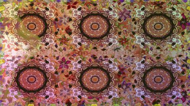 Kahverengi renklerde altın desenler ve altın elementler. Raster oryantal süs. Kusursuz altın desen.