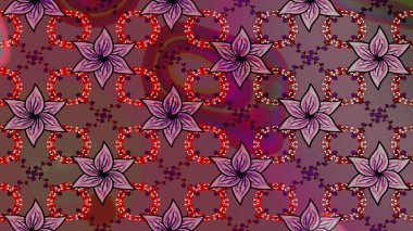 Çiçekli karalama şeklinde Raster çiçek deseni. Yumuşak, yaz çiçekli arka plan. Kahverengi renkte çiçekler.