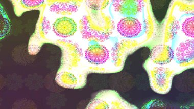 Parmak izi, kumaş, duvar kâğıdı, tekstil için raster dokusu. Renkli grunge, soyut arkaplanı colokahverengi çiçeklerle süslüyor. Nakış desenli çiçek deseni..