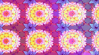 El çizimi çiçekli soyut çizim kalıbı. Raster illüstrasyonu. Pembe renkte çiçekler.