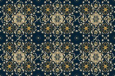 Altın elementler mavi, gri ve bej renklerde. Geleneksel klasik raster altın pürüzsüz desen. Barok tarzında kusursuz bir doğulu süsü..