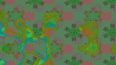 Çiçekli karalama şeklinde Raster çiçek deseni. Nazikçe, güzel çiçek arkaplanı. Yeşil renkte çiçekler.