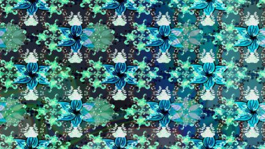 Soyut etnik raster çizim kalıbı. Kabile sanatı boho baskısı, klasik çiçek arkaplanı. Arkaplan dokusu, duvar kağıdı, mavi renkli çiçek teması.