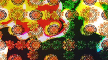 Vadinin gri renkli çiçekleri. Soyut etnik raster çizim kalıbı. Çiçekler..