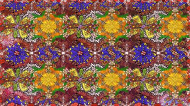 Raster - stok. Kahverengi çiçekli eskiz deseni, suluboya çiçek deseni, sevimli çiçek, duvar kağıdı, kart veya kumaş için fayanslı.