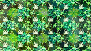 Sevimli çiçek raster deseni. Yeşil renkli çiçekler. Renkli Bahar Teması eskiz kalıbı. Düz Çiçek Elementleri Tasarımı.