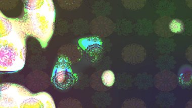 Soyut etnik raster çizim kalıbı. Kabile sanatı boho baskısı, klasik çiçek arkaplanı. Arkaplan dokusu, duvar kağıdı, yeşil renkli çiçek teması.