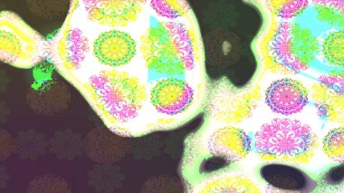 Raster çiçek desenleri çiziyor. Vadinin yeşil renkli çiçekleri.