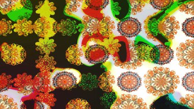 Kahverengi renklerde bahar çiçekleri. Çiçekli karalama şeklinde Raster çiçek deseni. Raster illüstrasyonu.