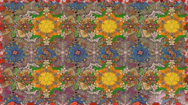 Çiçek desenli eskiz, darbeler, sıçramalar, yaz çiçekleri. Kahverengi renkli çiçekler. Raster illüstrasyonu.