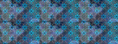 Çiçekli çiçek deseni, suluboya. Mavi renkli çiçekler. Renkli Bahar Teması eskiz kalıbı. Düz Çiçek Elementleri Tasarımı. Raster illüstrasyonu.