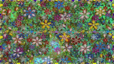 Güzel kumaş deseni. Düz Çiçek Elementleri Tasarımı. Raster illüstrasyonunda kusursuz çiçek deseni. Renkli Bahar Teması Kusursuz Arkaplan.