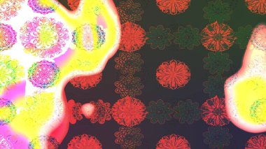 Çiçek desenli raster, yeşil çizgi grafik desenli soyut raster arkaplan. Modern stil dokusu.