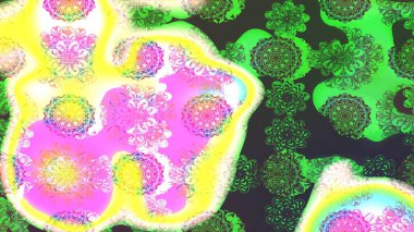 Çiçek deseni. Yeşil renkte çiçek çizimi. Şatafatlı bahar bahçesi dokusu. Raster illüstrasyonu. Yeşil renkte çiçekler.