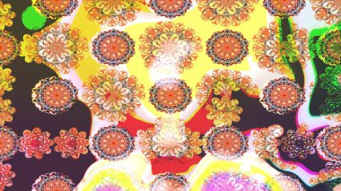 Şirin çiçekli eskiz deseni ve kahverengi renkli yapraklar, suluboya çiçek deseni, duvar kağıdı, kart veya kumaş için fayanslı. Raster illüstrasyonu.