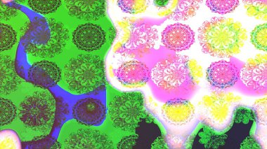 Desen, çizim, çiçek sınırı. Çiçek çelengi. Güzel, parlak, pürüzsüz kumaş, tuval. Kıvırcık, parlak örgü. Eski moda arka plan. Raster illüstrasyonu.