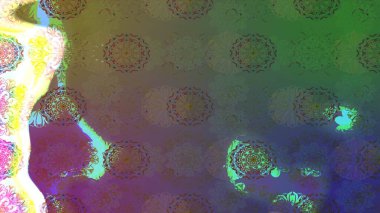 Kabile sanatı boho baskısı, klasik çiçek arkaplanı. Soyut etnik raster çizim kalıbı. Arkaplan dokusu, duvar kağıdı, yeşil renkli çiçek teması.