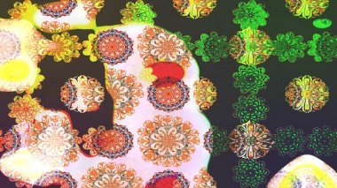 Gömlek, arka plan modelini çiz. Tropik çiçekler. Yeşil renkte çiçekler.