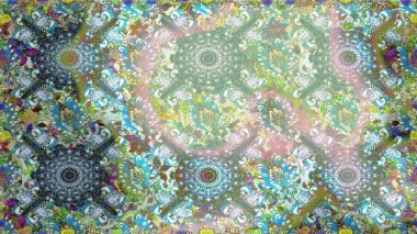 Raster illüstrasyonu. Tarafsız renklerde bahar çiçekleri. Çiçek ve yapraklı karalama şeklinde Raster çiçek deseni.