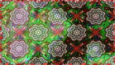 Raster çiçek izi. Raster Yumuşak kumaş deseni. Çiçek yeşili, pürüzsüz desen. Klasik taslak çizimi.