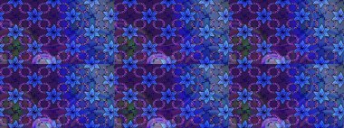 Raster illüstrasyonu. Mor renklerde. 3D çiçekler, çizim.