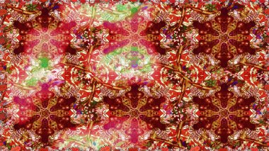 Raster geleneksel, kırmızı renklerde, altın, kusursuz desen. Barok tarzında kusursuz bir doğulu süsü..