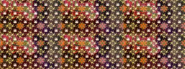 Kahverengi renkli çiçekler. Raster illüstrasyonunda çiçek deseni çizimi.