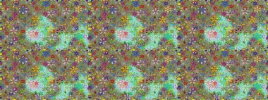 Parlak renkli çiçekleri ve yeşil renkli yaprakları olan kusursuz çiçek desenleri. Halk tarzı. Moda baskıları için zarif bir şablon. Modern çiçek arkaplanı.