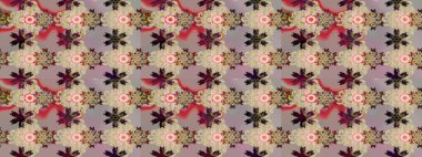 Raster illüstrasyonu. Kumaş, tekstil, duvar kağıdı baskısı için. Miles Fleur, süslü püslü bir süs. Eski usul. Eskiz geçmişi. Tomurcukları papatya çiçekleri olan sevimli bir çiçek deseni..