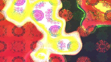 Raster düz çiçek çizim deseni. Hediye ambalaj kağıdı, tebrik kartları, posterler ve pankart tasarımı. Sarı renkte çiçekler.