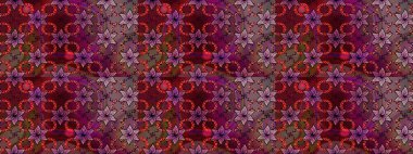 Renkli Bahar Teması eskiz kalıbı. Çiçek desenli eskiz. Kahverengi renkli çiçekler. Düz Çiçek Elementleri Tasarım Raster illüstrasyonu.