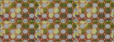 Parlak çiçekli kolaj çiçekleri kahverengi. Çiçek tasarımı için inanılmaz bir kolaj cenneti tarzı. Çiçekli zambaklar dikişsiz arkaplan.