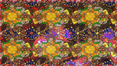 Çiçek desenli eskiz, darbeler, sıçramalar, yaz çiçekleri. Kahverengi renkli çiçekler. Raster illüstrasyonu.