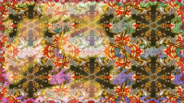 Raster illüstrasyonu. Kahverengi renklerde ve altın elementlerle klasik, pürüzsüz desen.