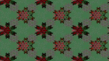 Renkli Bahar Teması eskiz kalıbı. Çiçeksel fantezi tasarımı ve parlak bir arka plan çizimi. Düz Çiçek Elementleri Tasarımı.