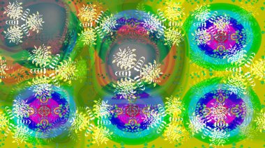 Raster illüstrasyonundaki çiçek desenli çizim. Suluboya tarzında yeşil renkte çiçekler.