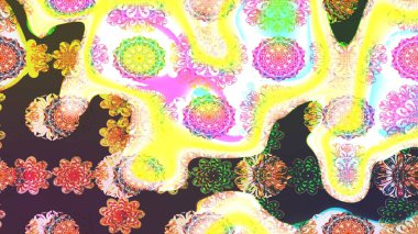 Raster illüstrasyonundaki çiçek desenli çizim. Sarı renkte çiçekler.