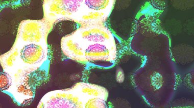 Çiçek ve yapraklı karalama şeklinde Raster çiçek deseni. Yumuşak, yeşil renkli bahar çiçekleri. Raster illüstrasyonu.