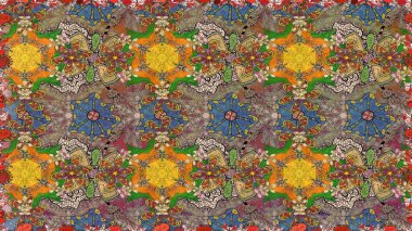 Kızılderili desenli desenli desenli şal deseni. Raster Henna dövme stili. Etnik Mandala süsü. Tekstil, tebrik kartı, boyama kitabı, telefon kılıfı baskısı için kullanılabilir.