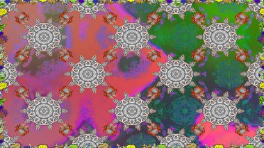 Düz Çiçek Elementleri Tasarımı. Gri renkli çiçekler. Raster illüstrasyonu. Çiçekli, suluboya desenli kusursuz çiçek deseni. Renkli Bahar Teması Kusursuz Arkaplan.