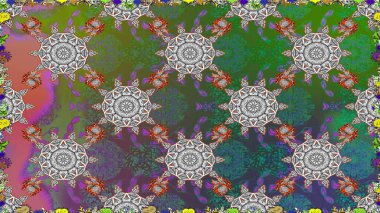 Çiçek duvar kâğıdı. Çiçek arkaplan. Raster illüstrasyonu. Yeşil renkli şirin tekstil. Renkli, pürüzsüz desen.