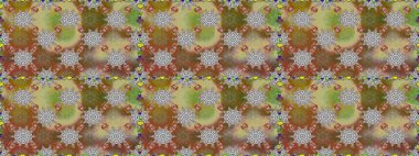 Elle boyanmış suluboya, dikişsiz çiçekler ve bitkiler. Kahverengi renkte çiçekler.