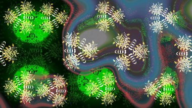 Şirin çiçekler. Çizgi çizimi kalıbı. Raster Moda kumaş deseni.