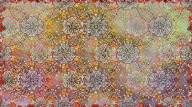 Raster illüstrasyonunda kusursuz çiçek deseni. Renkli Bahar Temalı Kusursuz Arkaplan. Süslü kumaş deseni. Düz Çiçek Elementleri Tasarımı.