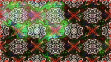 Gri renkli etnik çiçeklerle kusursuz bir desen. Raster Çiçek İllüstrasyonu güzel tekstil..