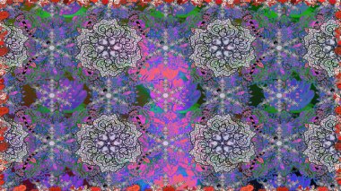 Sınır Kızılderili çiçekli paisley patten. Kusursuz süs izi. Etnik Mandala havlusu. Tebrik kartı geçmişi, boyama kitabı, arkaplan ve tekstil için kullanılabilir. Raster Henna tarzı.