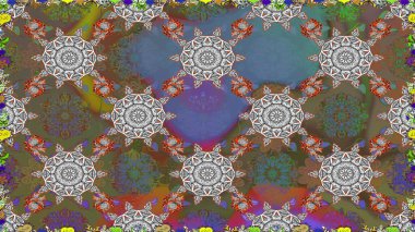 Şirin, zarif çiçekler Raster illüstrasyonu. Tekstil için figür. Yapraklı kusursuz desen. Davetiye ve kartpostal tasarımı için dekoratif çiçek unsurları. Poster veya kapak için arkaplan.