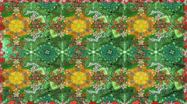 Eskiz geçmişi. Eski usul. Raster illüstrasyonu. Kumaş, tekstil, duvar kağıdı baskısı için. Tomurcukları papatya çiçekleri olan sevimli bir çiçek deseni. Miles Fleur, dandik süs.