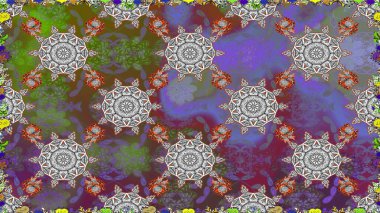 Gri renkli çiçekler. Düz Çiçek Elementleri Tasarımı. Renkli Bahar Temalı Kusursuz Arkaplan. Raster illüstrasyonunda kusursuz çiçek deseni.